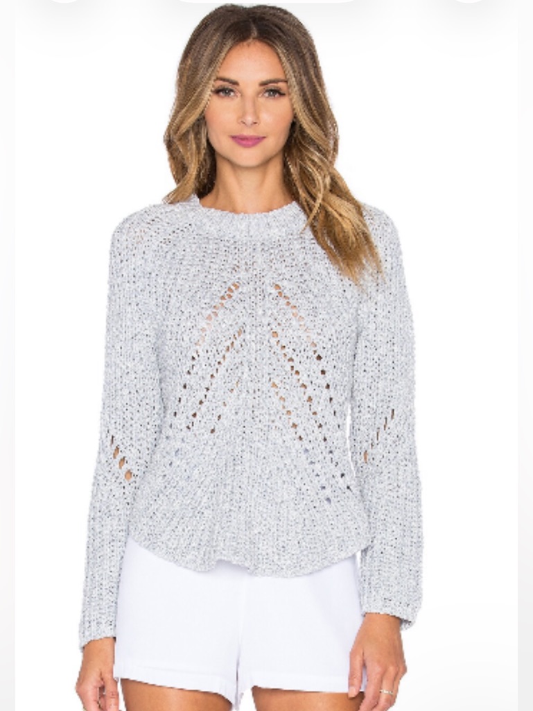 Women’s J.O.A. Open-Knit High-Low Cropped Periwinkle Sweater Xs Brand New